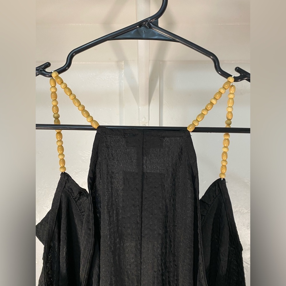 Umgee Black Beaded-Strap Linen-Blend Swing Tank NWT Size M - Picture 8 of 9